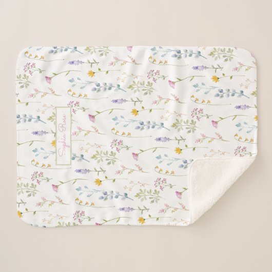 Couverture Sherpa Motif Fleur sauvage mignon (Devant (Horizontal))