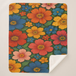 Couverture Sherpa Motif Fleur sauvage transparent