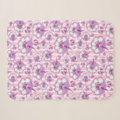 Couverture Sherpa Motif Fleur Violette & Papillons (Devant (Horizontal))