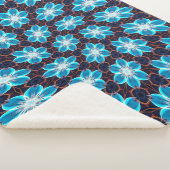 Couverture Sherpa Motif Fleurs bleues Abstraites (3/4)