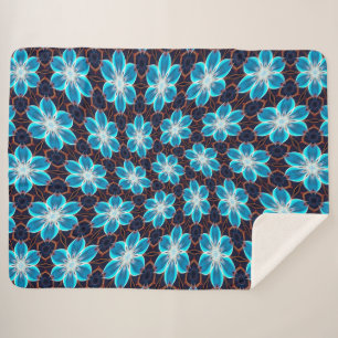 Couverture Sherpa Motif Fleurs bleues Abstraites
