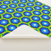 Couverture Sherpa Motif Fleurs Crochet bleu et jaune (3/4)