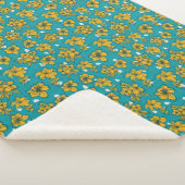 Couverture Sherpa Motif Fleurs Turquoises jaunes (3/4)