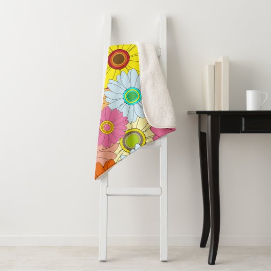 Couverture Sherpa motif floral (En situation)