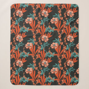 Couverture Sherpa Motif floral abstrait d'orange