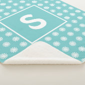 Couverture Sherpa Motif floral abstrait moderne monogrammé aqua (3/4)