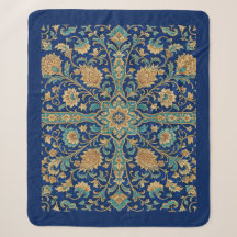Motif floral arabesque persan bleu royal