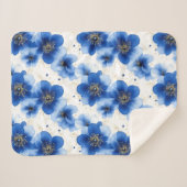 Couverture Sherpa Motif floral bleu avec accents dorés (Devant (Horizontal))