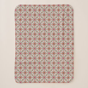 Couverture Sherpa Motif floral boho en rouge, rose et sarcelle