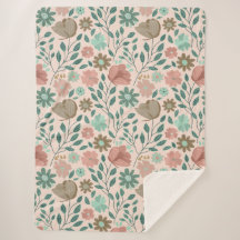 Motif floral boho vert rose brun