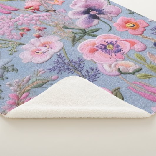 Couverture Sherpa Motif floral brodé (3/4)