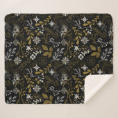 Couverture Sherpa Motif floral complexe avec or et blanc (Devant (Horizontal))