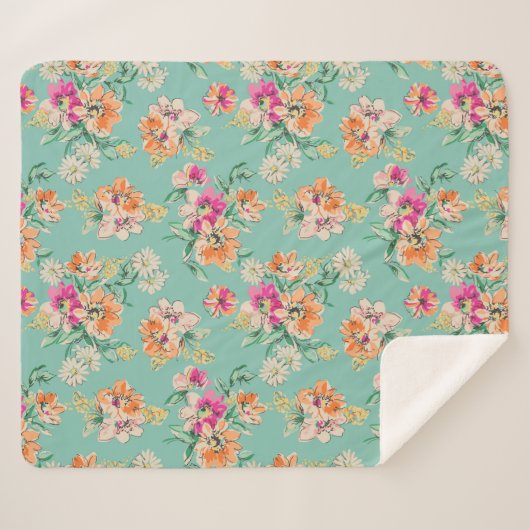 Couverture Sherpa Motif floral de croquis lumineux (Devant (Horizontal))