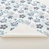 Couverture Sherpa Motif floral en bleu blanc et turquoise (3/4)