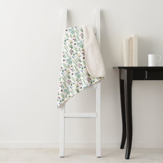 Couverture Sherpa Motif floral Fleurs de champ | (En situation)