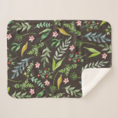 Couverture Sherpa Motif floral incomparable. Aquarelle dessinée à la (Devant (Horizontal))