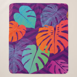 Couverture Sherpa Motif floral incomparable de la Monstera del Tropi