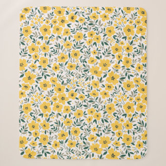 Couverture Sherpa Motif floral incomparable, Petites fleurs jaunes. 