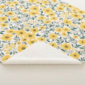 Couverture Sherpa Motif floral incomparable, Petites fleurs jaunes. (3/4)