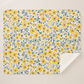 Couverture Sherpa Motif floral incomparable, Petites fleurs jaunes. (Devant (Horizontal))