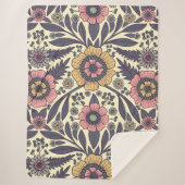 Couverture Sherpa Motif Floral rose et bleu sans joint (Devant)