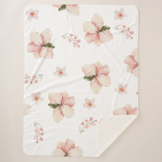Couverture Sherpa Motif floral sans couture à l'aquarelle douce
