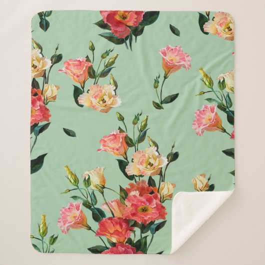 Couverture Sherpa Motif floral sans couture dans le style victorien. (Devant)