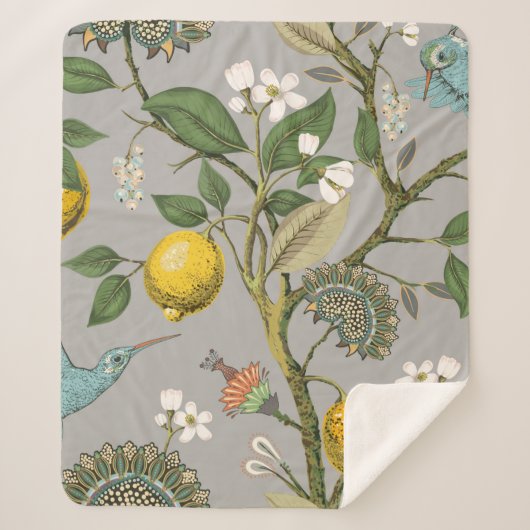 Couverture Sherpa Motif floral sans soudure. Papier peint botanique. (Devant)