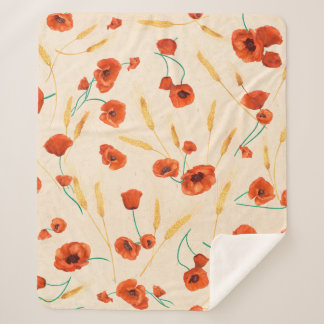 Couverture Sherpa Motif floral sauvage sans couture sur un arrière -