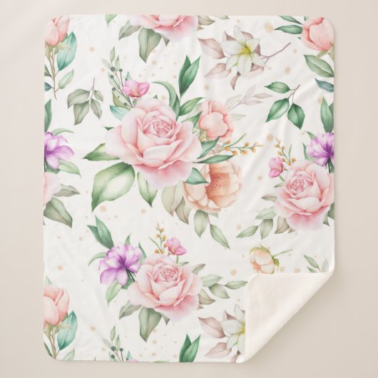 Couverture Sherpa Motif floral souple (Devant)
