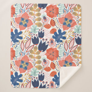 Couverture Sherpa Motif floral transparent sur blanc. backgro Abstra