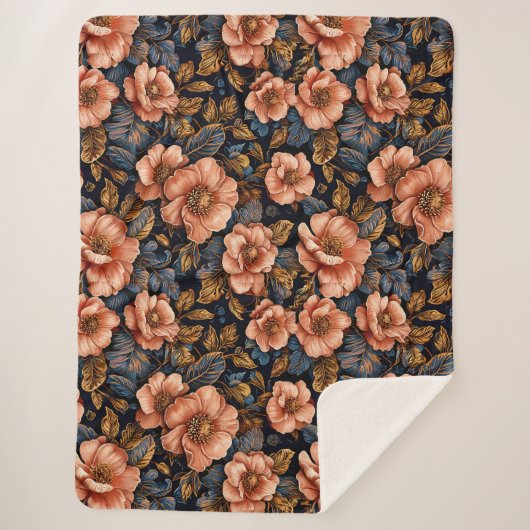 Couverture Sherpa Motif floral vif (Devant)