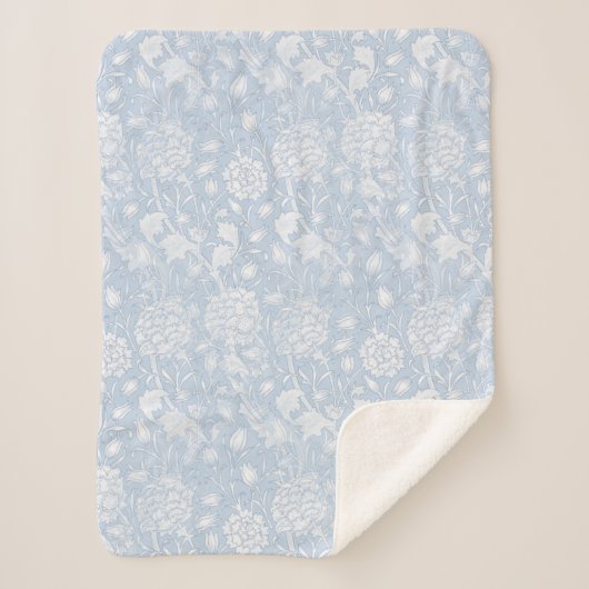 Couverture Sherpa Motif Floral William Morris en bleu (Devant)