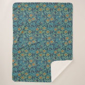 Couverture Sherpa Motif floral William Morris Rouge Jaune bleu vert (Devant)