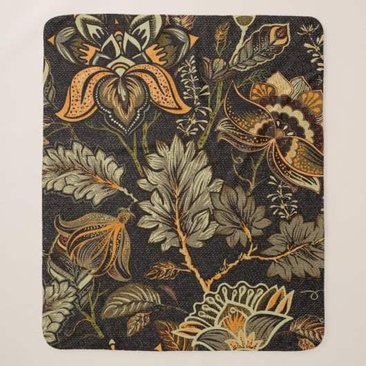 Couverture Sherpa Motif fluide floral, effet texture. Indien ou (Devant)