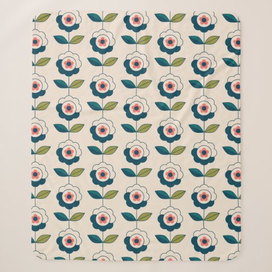 Couverture Sherpa Motif Fun Jardin Retro (Devant)