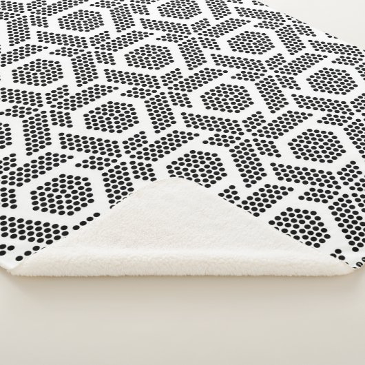 Couverture Sherpa Motif géométrique à points blancs en noir (3/4)