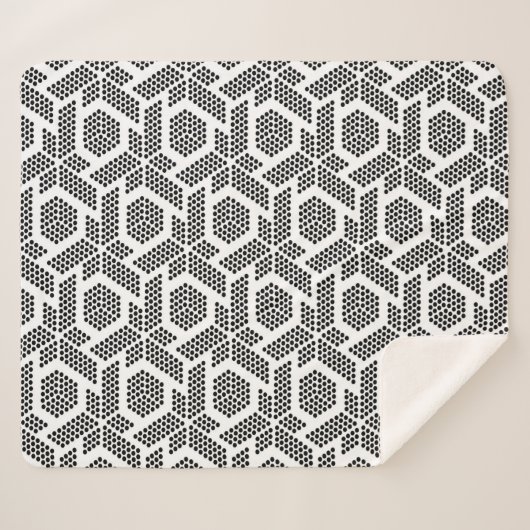 Couverture Sherpa Motif géométrique à points blancs en noir (Devant (Horizontal))