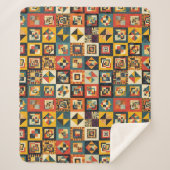 Couverture Sherpa Motif géométrique abstrait coloré en carrelage (Devant)