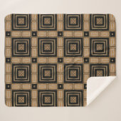 Couverture Sherpa Motif géométrique Art déco noir & or élégant (Devant (Horizontal))