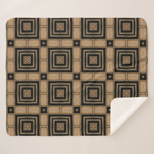 Couverture Sherpa Motif géométrique Art déco noir & or élégant (Devant (Horizontal))