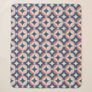 Couverture Sherpa Motif géométrique bleu et de corail