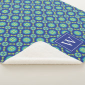 Couverture Sherpa Motif géométrique bleu monogramme (3/4)