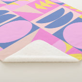 Couverture Sherpa Motif géométrique Cute Rose violet Patchwork (3/4)