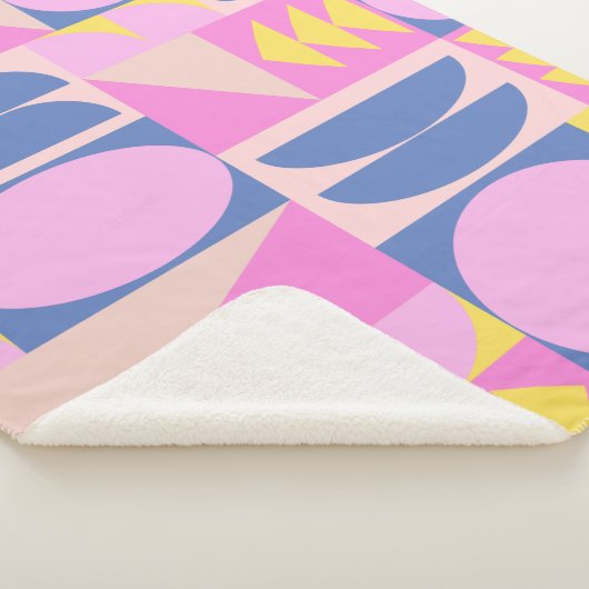 Couverture Sherpa Motif géométrique Cute Rose violet Patchwork (3/4)