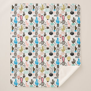 Couverture Sherpa Motif géométrique de cactus moderne