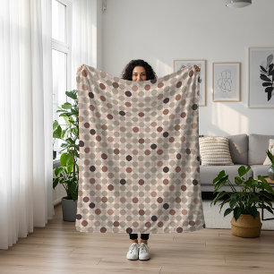 Couverture Sherpa Motif géométrique de pois brun et rose