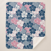 Couverture Sherpa motif géométrique des fleurs japonaises Sakura (Devant)