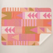 Couverture Sherpa Motif géométrique en rose et orange (Devant (Horizontal))