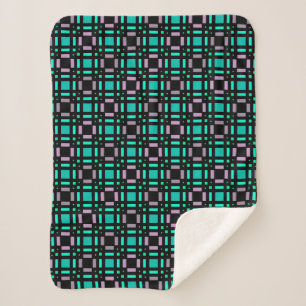 Couverture Sherpa Motif géométrique en vert et en couleurs géométriq